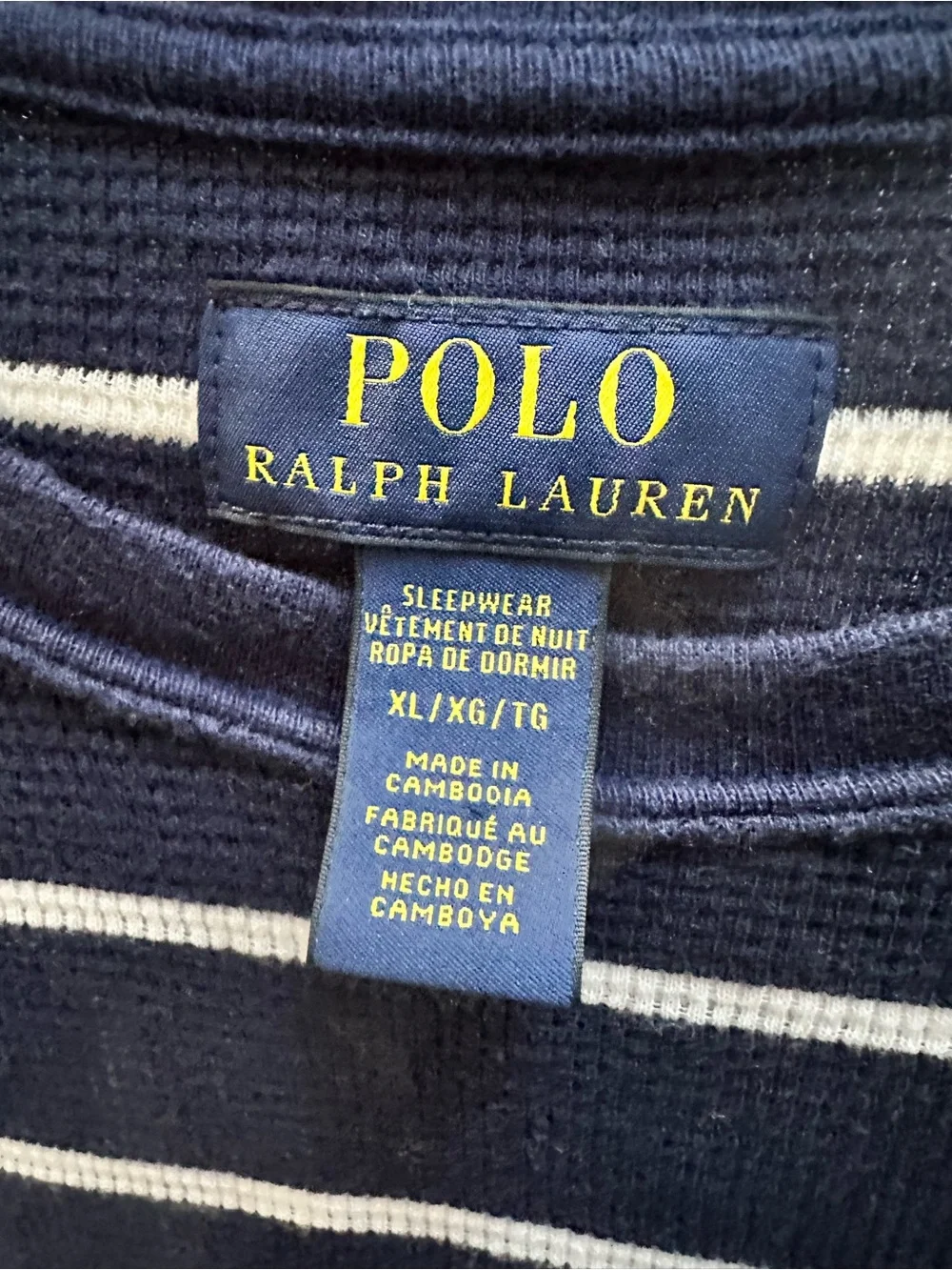 Polo by Ralph Lauren Navy & White Striped Long-Sleeve Tee with Red Pony